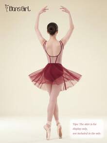 DonsGirl 1pc Women's Sexy & Elegant Ballet Leotard, Unique Fishbone Design Bodysuit, Suitable For Dance Performance Costume - 酒紅色 - 查看 10
