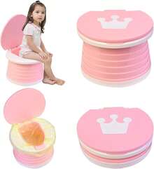 Orinal De Viaje Portátil Para Niños, Travel Potty Toddler, Orinal De Viaje Plegable Con 60 Bolsas De Plástico Para Exteriores, coche, camping (azul) - Rosa - Ver 2