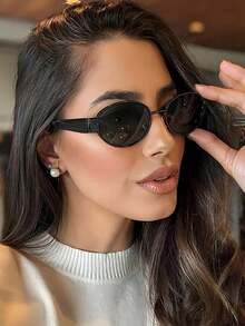 1pc/2pcs Fashion Metal Glasses Sets, Solid Color Pattern, Retro Style, Oval Frame, Suitable For Daily Use, Driving, Beach, Hiking, Party, Photography, Festivals, Great Gift, Fits Various Face Shapes, High Quality Glasses