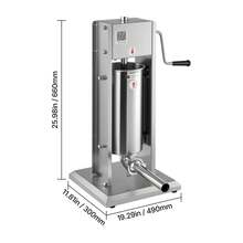 Embutidora manual de salchichas  de 5 L con 5 tubos para uso comercial y doméstico - Plateado - Ver 10