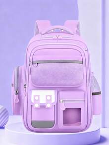 15,6 Zoll leichter Mädchen-Rucksack mit vielen Taschen, geeignet für Outdoor-Camping und Reisen, lila Studentenrucksack mit Münzbeutel, verstellbare Schultergurte, reibungsloser Reißverschluss, wichtiges Schul-Zubehör, geeignet für Studenten