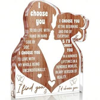 1 pieza Logotipo decorativo de acrílico impreso en 2D, regalo romántico para ella, novio/esposo, novia en cumpleaños, San Valentín, Navidad. Aniversario de pareja, regalo de boda para damas y caballeros. Decoración de escritorio.