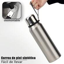 SSGP Termo de Acero Inoxidable 1000ML,Termo para Agua con Infusor de Té,Botella de Agua,Cierre Hermético,Sin BPA,Manténgase caliente y frío(24 horas),con manga de botella,A prueba de derrames - Plateado - Ver 4