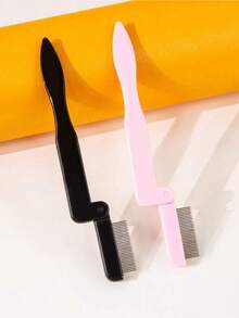 1pc Folding Stainless Steel Comb With Dense Teeth, Helps Separate Lashes, Prevent Mascara Clumping, Portable Eyelash Brush