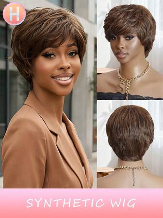 10 Inch Synthetic Fiber Wig, Suitable For Women And Girls To Replace Wigs, Suitable For Daily Party Role-Playing Use, Natural Wig Straight With Bob With Bangs Gifts For Women Christmas Decorations Christmas Gifts