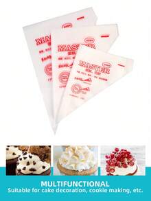 100 كيس تزيين قابل للتصريف شفاف، أكياس تزيين الكيك، مناسبة لتزيين الكيك والماكرون والحلويات، ضرورية لموسم العودة إلى المدرسة - متعدد الألوان - مشاهدة 2