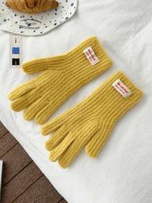 1双糖果色可爱针织手套，女士保暖触屏露指手套，冬季新款保暖骑行情侣针织手套，女士加厚保暖内衬骑行手套，冬季新款设计