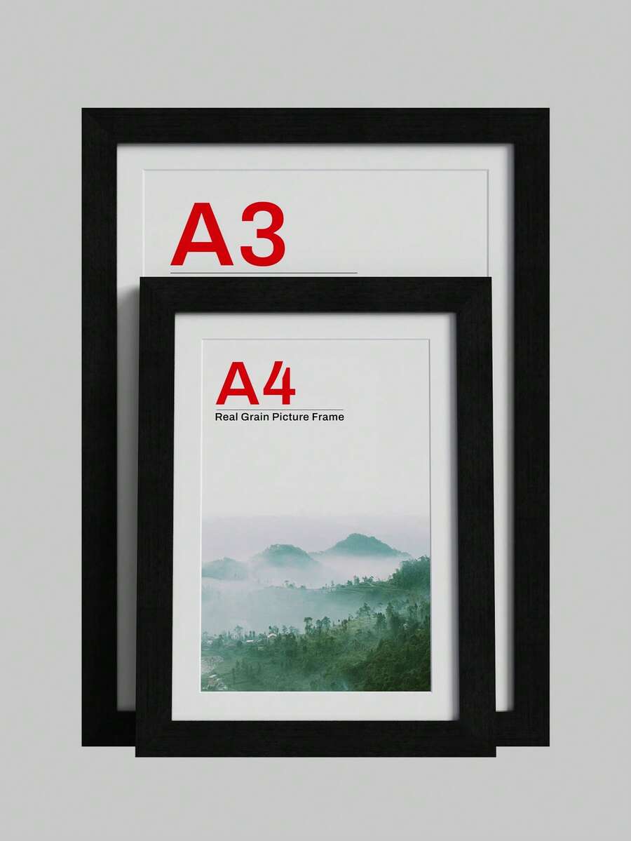 A4/A3/40x40厘米真木纹豪华相框，适用于墙面/桌面，优雅黑色/棕色/天然橡木色，多功能文件框，加厚边框和旋转卡扣，经典风格相框 - Real Grain (Upgraded Version) - 查看 1