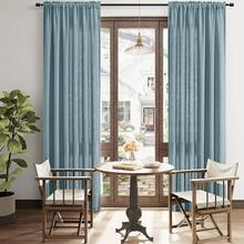 Blue Linen Semi Sheer Curtains 63 Inch Length For Living Bedroom 2 Panels Rod Pocket Light Filetring Privacy Linen Blend Cotton Textured Rustic Farmhouse Decor Drapes For Dining Room, W52xL63,52inchWx63inchL(Packof2),Blue - Blue - View 8