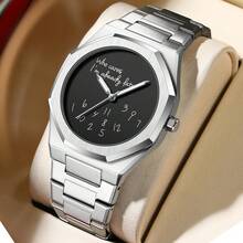2026 New Design Fashion Minimalist Watch Men Casual Sports Watches Full Silver Quartz Wristwatches Man High Quality Wholesale Price Free Gift Box Men's Watch Men's Watch - black silver - View 9