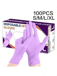 100/50/4pcs Disposable Purple Nitrile Gloves, Powder-Free, Latex-Free, Waterproof, Suitable For Household Cleaning, Hairdressing, Beauty Salon, Etc. Waterproof, Anti-Static, Latex-Free, Open-Finger Design (Bagged To Prevent Damage) - Purple - View 10