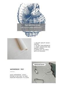 1/2 件套无框蓝色复古贝壳艺术版画，海岸贝壳图案海报，海洋主题墙饰，现代蓝白航海艺术，海滨小屋装饰，送给海洋爱好者的礼物，美观的房间装饰画 - 彩色 - 查看 9