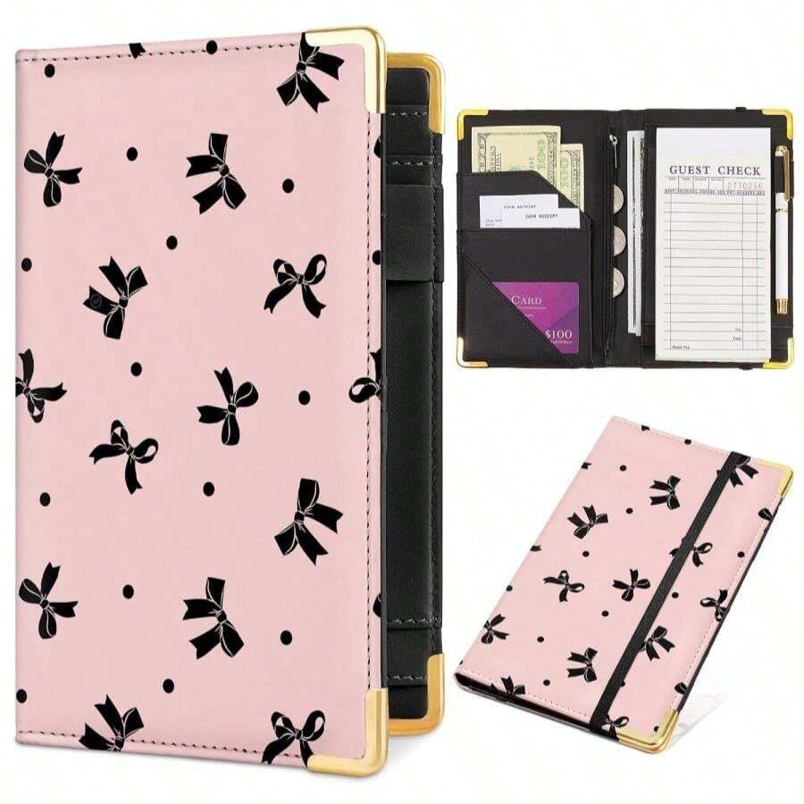 Server Book, PU Leather Server Books For Waitress With Zipper Pockets, Waitress Book With Pen Holder Fit Server Apron Check Presenters For Restaurants - Colored - View 1