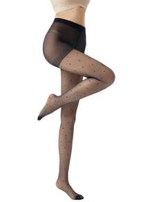 1双女士超薄亲肤透气波点黑色真丝丝袜 - 黑色 - 查看 4