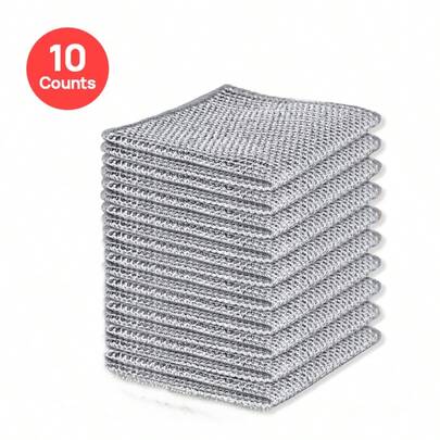 Non Scratch Wire Dishcloth Multipurpose Wire Dishwashing Rag Metal Scrubbers For For Wet And Dry Cleaning, 2-Layer Kitchen Cleaning Cloth Cleaning Tool