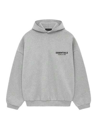 Essentials Sudadera con capucha "Avena oscura" "Negra" holgada de hombros caídos para mujer, artesanía de flocado vintage combinada con tecnología transpirable moderna para hombres, algodón cálido con flocado, ropa funcional urbana holgada, algodón de alta gama para el estilo urbano de la calle, diseño unisex de silueta holgada, algodón de color mixto de perfil bajo, opción preferida para cafeterías y senderismo. Suéter de otoño Halloween 13-05-FW24