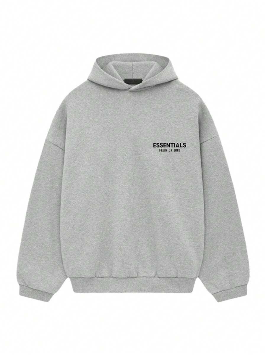Essentials Autumn Winter Hoodie 'Dark Oatmeal' 'Black' Loose Drop Shoulder Hooded Women Sweatshirt, Vintage Flocking Craftsmanship Combined With Modern Men Breathable Technology, Warm Cotton Flocking, Loose Urban Functional Wear, High-End Cotton For Urban Street Style, Loose Silhouette Gender-Neutral Design, Mixed-Color Cotton For Low-Profile, Preferred Choice For Cafes And Hiking.Fall Halloween Sweater 13-05-FW24 - 淺灰色 - 查看 1