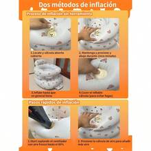 Asiento Inflable Circundante para Bebs de 3 a 36 Meses, Asiento Tipo Bumbo con Bomba de Aire Incorporada y Bandeja, Silla para Bebs Capaz de Soportar Peso Osos - óseo - Ver 5