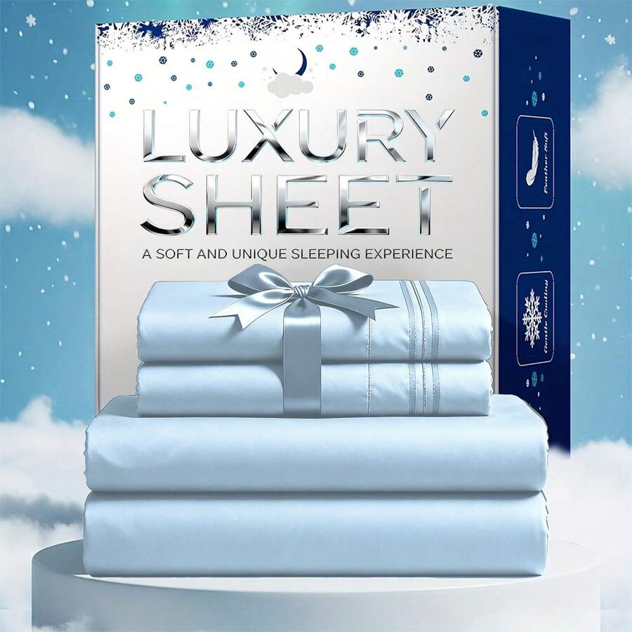 1/ 2/ 3pcs Luxury Hotel-Grade Fitted Sheet Set - 2000TC Ultra Soft & Breathable Microfiber With 14" Deep Pocket, Shrinkage & Fade Resistant, Elegant Deep Pocket For Mattresses, All-Season Easy Care Bedding Gift, Daily Use, Dorms, Guest Rooms. - 淺藍色 - 查看 1