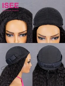 ISEE 三合一半假发，可翻转佩戴，卷曲直发，仿真头皮，无需胶水，无需蕾丝，180%密度，14-16英寸波波头，18-28英寸长发，未经加工的人发，柔软健康，时尚百搭，适合女性，自然黑色，魅力十足，优雅休闲，时尚百搭，学生用品，美发礼品。 - S1 - 查看 4