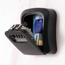 Outdoor Flip Key Lock Box, Waterproof Wall Mounted Metal And Plastic Key Storage With 4-Digit Resettable Combination Access, Ultra-Secure Key Hider With Protective Cover, Upgraded Large Capacity Password Box For House/Car Keys, ID Cards, Perfect For Home, Outside, Garage, Office, Hotel, Emergency, Travel, And Renovation Security, No Power Needed - Black - View 2