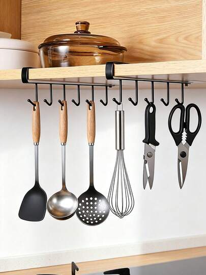 2pcs/Set Wall Mounted Hat Rack, Iron Storage Shelf With 6 Hooks, Portable Multifunctional Storage Rack, Over The Door Hat Holder, Wardrobe Organizer Suitable For Various Hat Types And Sizes