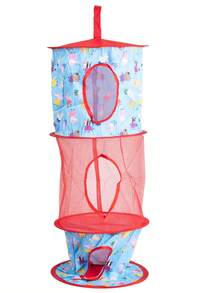 United Labels Wutz - Hängeaufbewahrung für Kinder Kinderzimmer Aufbewahrungsnetz 3 Fächer Rot 27,5 x 75 cm - Rot - Übersicht 3