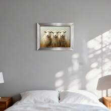 1pc 12x8 Inch (Multi-Size) Minimalist Elegant PS Luxury Gold/Silver/Black Large Picture Frame, Includes 3 Sheep Meadow Oil Painting Art Prints, Suitable For Desktop Or Wall Decor, Home & Office