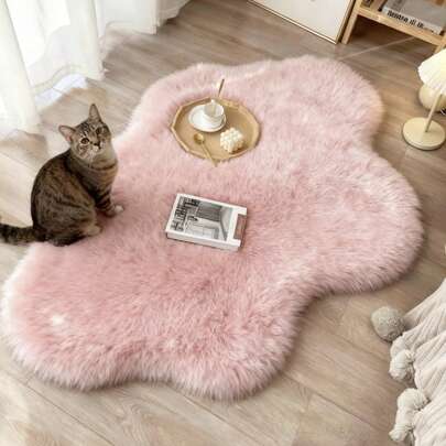 1 pieza Alfombra de imitación de lana con forma de nube - Diseño minimalista moderno, adecuada para sala de estar, dormitorio y decoración del hogar - Superficie suave y esponjosa con respaldo de goma, lavable a máquina - Regalo de invierno, alfombra gruesa, alfombra esponjosa de otoño/invierno