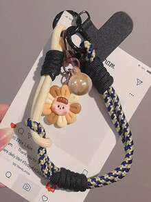 Cordon de téléphone pendentif tournesol, sangle de poignet tressée réglable, anneau de doigt et cordon de téléphone double usage, sangle de main anti-perte pour l'extérieur et les voyages, nouveau - Multicolore - Voir 8