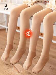 2pcs/1pc Thicken Thermal Kids Girl Tights Leggings Pantyhose Fleece Pant Solid Winter Thermo Stockings Kids Pantyhose High Waist Elastic Kids Girl Slim Thicken Tights For Winter - Multicolor - View 22