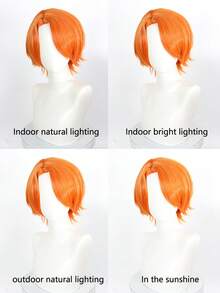 Tóc giả Bobo Nick Foxy màu cam ngắn 16 inch, thẳng, chịu nhiệt, hóa trang thành nhân vật hoạt hình tiệc Halloween - trái cam - Xem 5