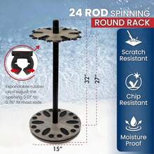 24 Round Spinning Fishing Rod Rack - Fishing Pole Holder And Storage - Barnwood - View 2