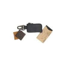 Leather Car Key Holder/Headphone Charging Cables/ Cards/Flash Drives/Cash Zipper Case with Clasp Handmade by Hide Drink: Charcoal Black - negro (negro carbón) - Ver 8