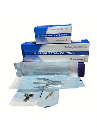 Self-Sealing Sterilization Pouches For Nail And Tattoo Tools, Professional Sterilizer Bags For Nail Drill Bits, Tattoo Needles, And Beauty Equipment, Autoclave Pouches With Indicator Strip, High Temperature Resistant Sterilization Bags For Nail Salon, Tattoo Studio