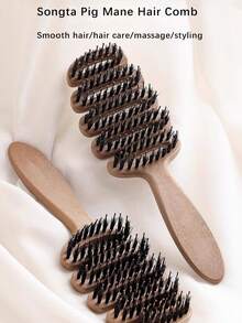 Cepillo de pelo de cerdas de jabalí con 100 agujeros en forma de piña, cepillo de piña de cerdas de jabalí esponjoso, peine de masaje para el cuero cabelludo - Multicolor - Ver 11