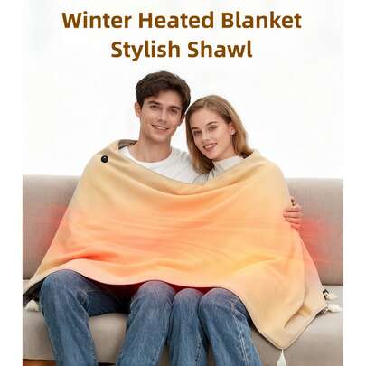 Heated Blanket Portable Shawl Heating USB 3 Setting Electric Warming Throw For Camping Travel Office(Power Bank Not Include),Gift, Present, Celebration