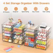 TAIMASI Makeup Drawer Storage Organizer With 16/20 Drawers, 4 Set Acrylic Office Desk Organization And Storage, Dustproof Drawer Organizer For Office, Countertop, Bathroom, Bedroom - Perfect For Christmas, New Year's, Valentine's Day, Mother's Day, And Housewarming Gifts - 20PCS - 查看 6