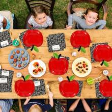 D48 Pcs Back To School Tableware Set First Day Of School Party Plies Red Apple Paper Plates Composition Notebook Napkins Classroom Decoration For Kindergarten Preschool Teacher Party Serve 24 - 如圖 - 查看 6