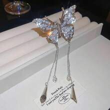 1pc Butterfly Tassel Hair Clip, Women Elegant Hair Accessory, Half Bun Hair Clip, Hair Claw - Multicolor - View 3