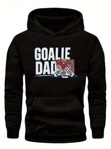 sweat-shirt à capuche oversize pour papa gardien de but de hockey sur glace - Noir - Voir 1