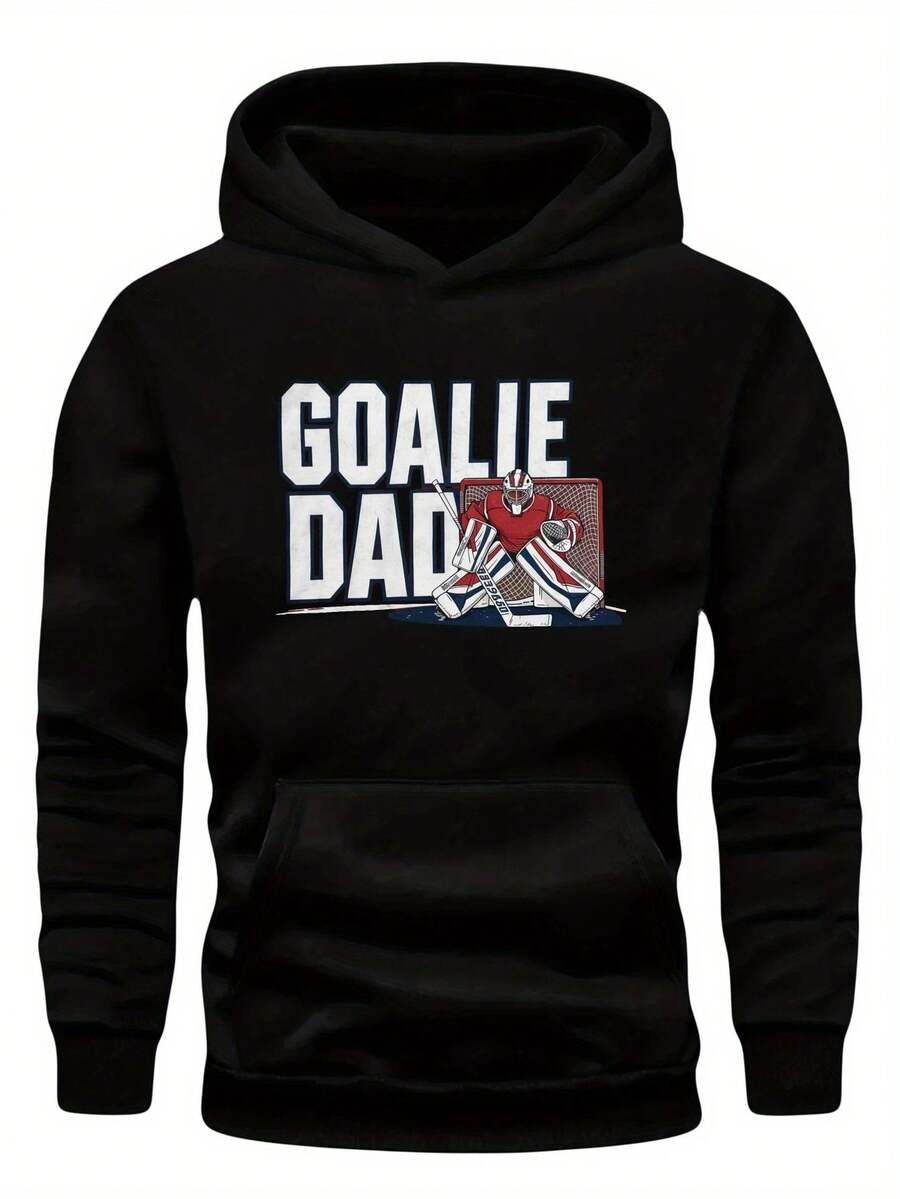 sweat-shirt à capuche oversize pour papa gardien de but de hockey sur glace - Noir - Voir 1