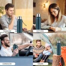 SSGP Termo de Acero Inoxidable 1000ML,Termo para Agua con Infusor de Té,Botella de Agua,Cierre Hermético,Sin BPA,Manténgase caliente y frío(24 horas),con manga de botella,A prueba de derrames - Azul Marino - Ver 10
