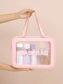 Letter Print Travel Waterproof Toiletry Bag, Cosmetic Organizer Bag For Women, School/Dorm Supplies, Cruise/Beach Essentials, Summer Holiday Must-Haves, Back To School Accessories - Multicolor - View 8