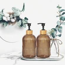 Amber Glass Soap Dispenser With Pump, 2 Pack 13.5oz Vertical Stripe Design Hand Soap Dispenser For Hand Wash, Dish Wash, Elegant Dispenser For Bathroom And Kitchen - Nhiều màu - Xem 6