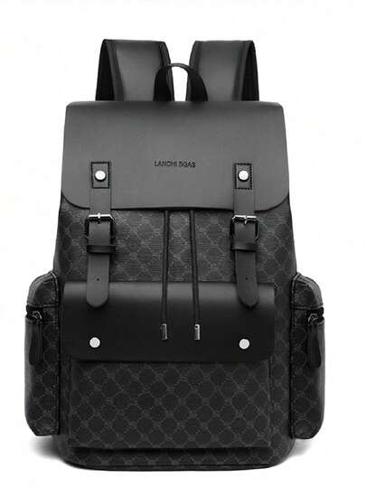 Large Capacity Men's Plaid Backpack - Laptop Bag With Adjustable Shoulder Strap, Multiple Compartments And Zipper Closure, Suitable For Commuting, Office Work, Business Travel