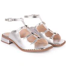 Vitrine shoes Low Heel Boho Chic  Sandals - Summer Casual Shoes - Silver - View 3