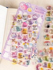 3D Cute Stickers - Cartoon Hot Dog Sushi Bubble Stickers, Adorable Mini Plush 3D Reusable Stickers, Suitable For Scrapbooks, Planners, Diaries, Notebooks, Laptops, Phone Cases, Decorations (Solid Color)