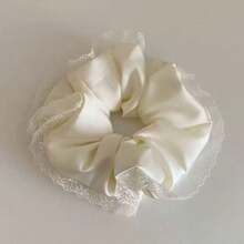 优雅高端法式黑色蕾丝边发圈，马尾辫发圈，发饰，纯色优雅涤纶发圈，四季皆宜，发绳，发圈，化妆家居健身女士配饰，头部配饰