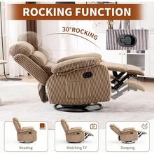 Adult 360 °   Rocking Recliner Chair,Nursery Rocker Reclining Chair With Side Pocket, A Comfy Upholstered Single Sofa Armchair. Suitable Living Room, Bedroom Nursing Use, Velvet Fabric In Beige 8H4O - Brown - View 8